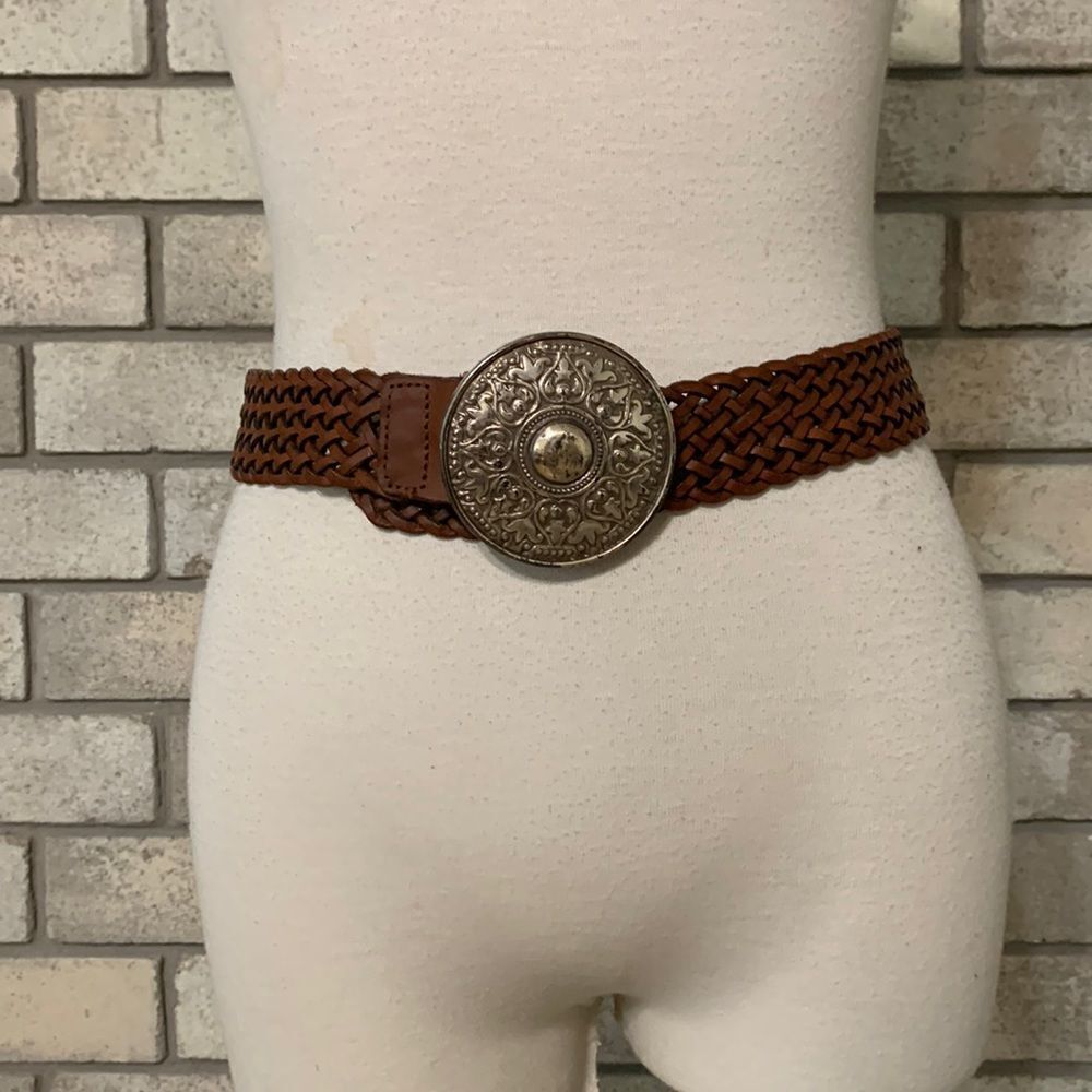 Fossil belt small 28-30 braided leather brown